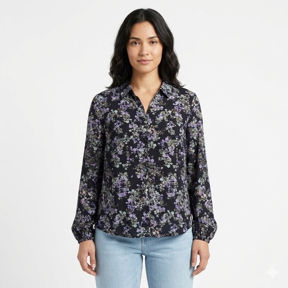 J. Jill Classic Floral Print Cotton Blend Tunic Sz. 3X